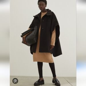 H&M Black Cape Coat Funnel High Collar Neck